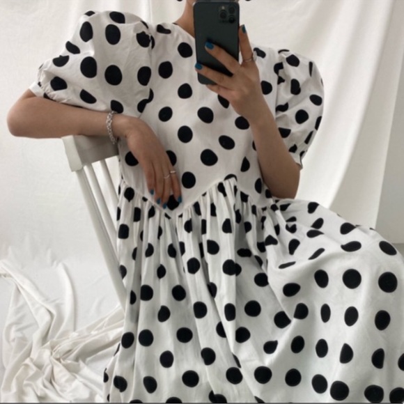 Who What Where Polka Dot Linen Dress - Picture 3 of 7